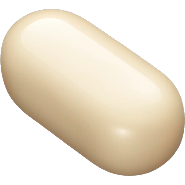 Singular glossy coated oblong beige pill capsule emoji