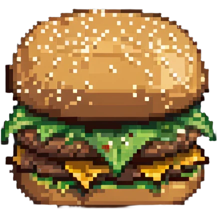 pixel art of sesame seeds on a burger bun emoji