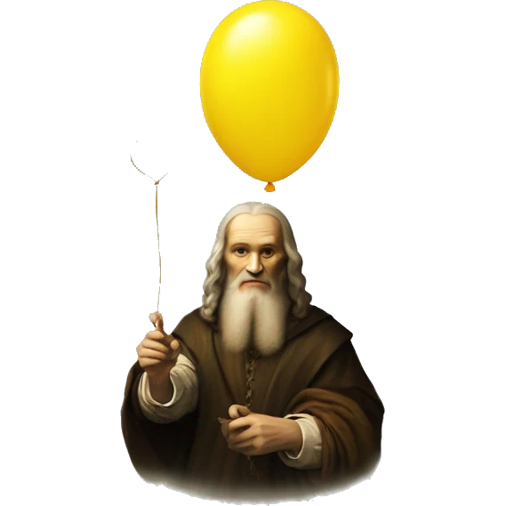 leonardo da Vinci holds a yellow balloon in his hand emoji