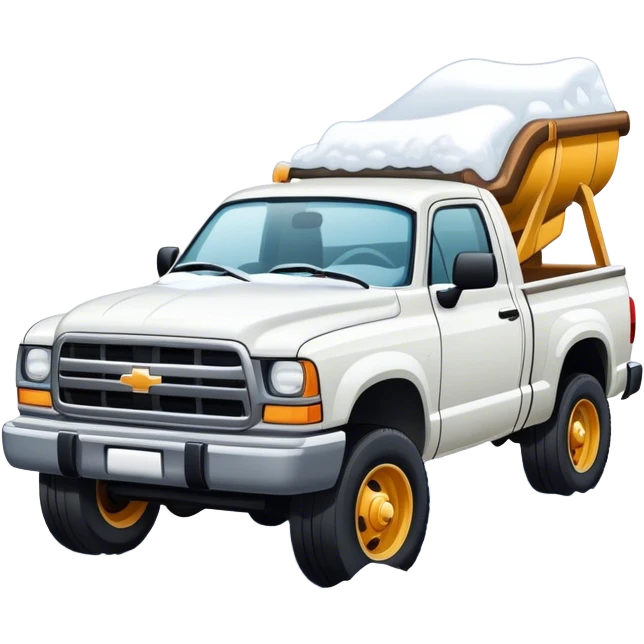Plow snow in white pickup truck emoji