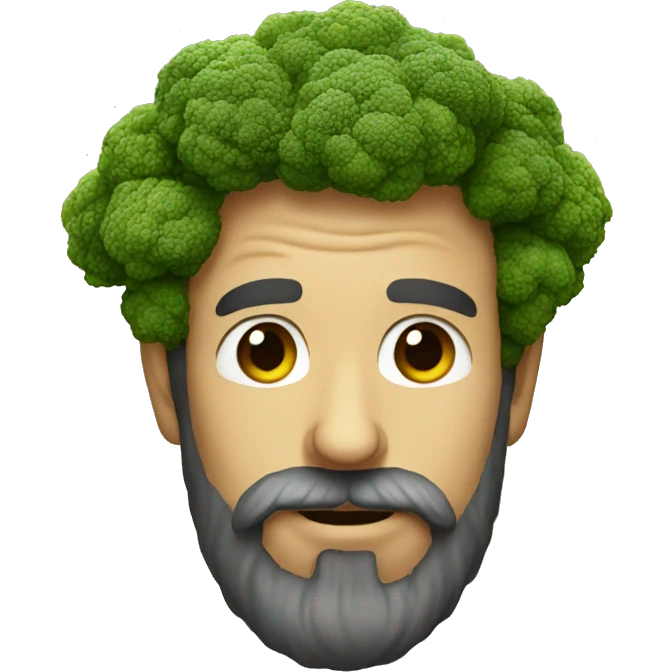 Bearded man face that is a broccoli emoji