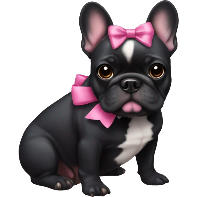 black french bulldog with a pink bow emoji