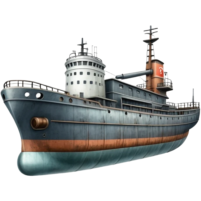 motorized ship with visible rudder, no sails emoji