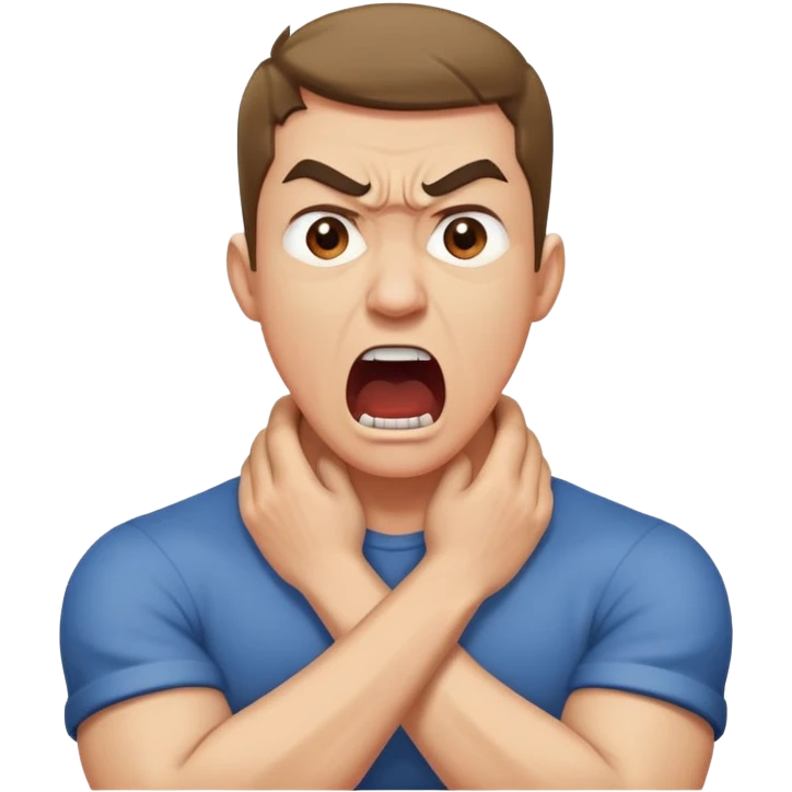 Crossed arms on neck screaming guy emoji