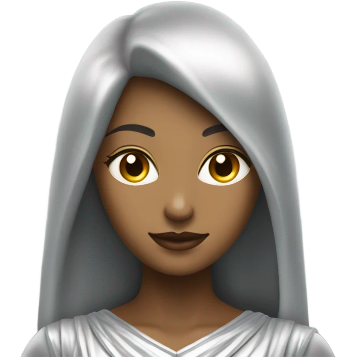 Pleiadian female in silver dress, full figure emoji