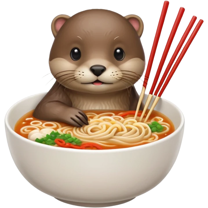 Otter eating ramen emoji
