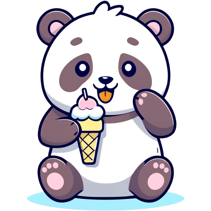 Panda eating ice cream emoji