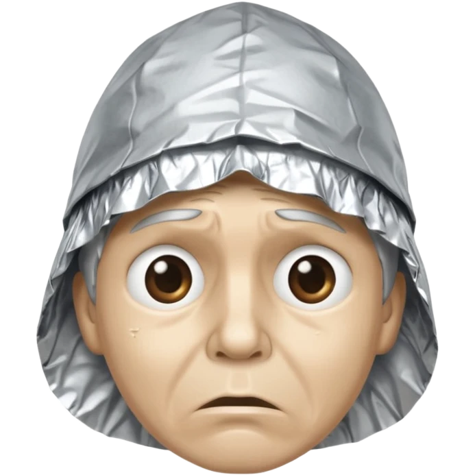 tin foil hat with upset face emoji