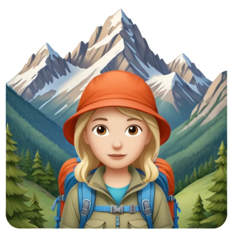 girl back packing mountains background  emoji