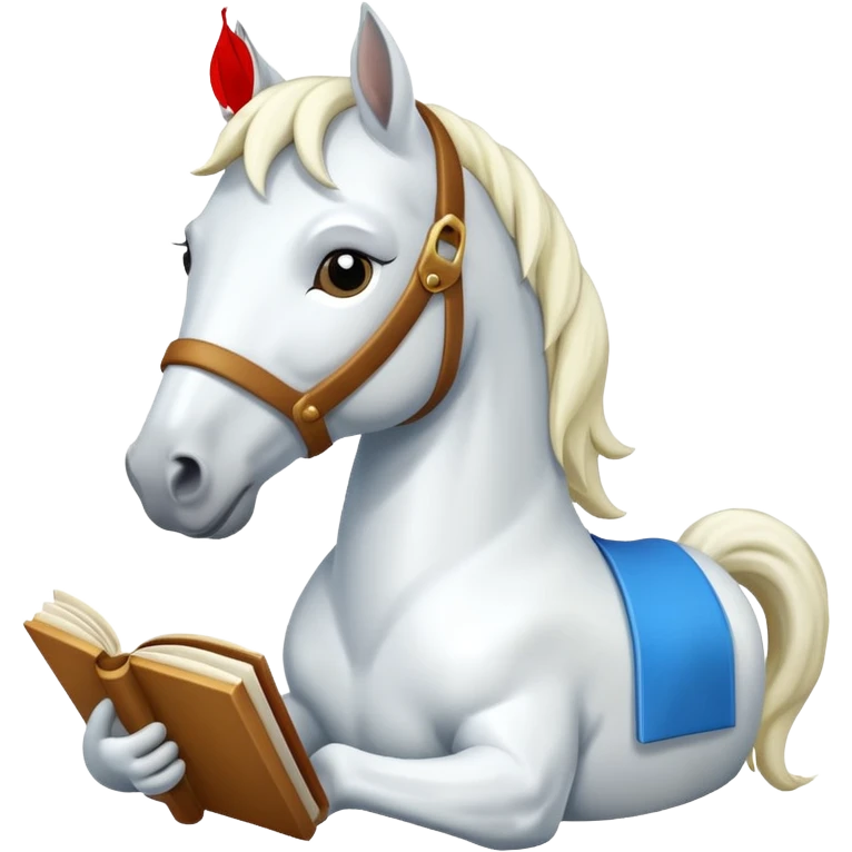 white horse with book emoji
