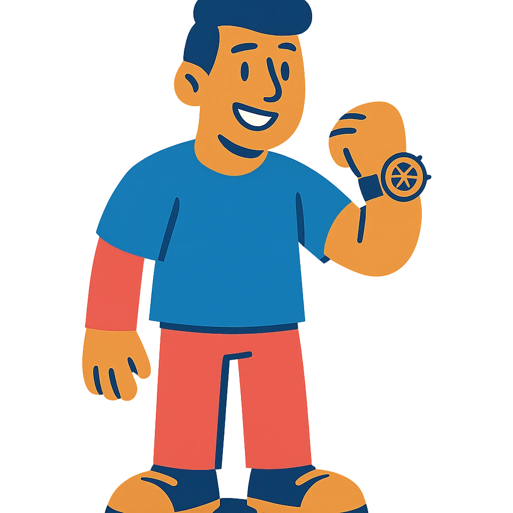 vibrant toon style guy with Rolex watch emoji