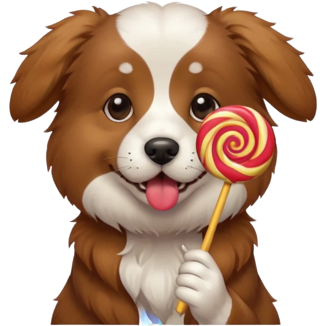 Cute dog with lollipop  emoji