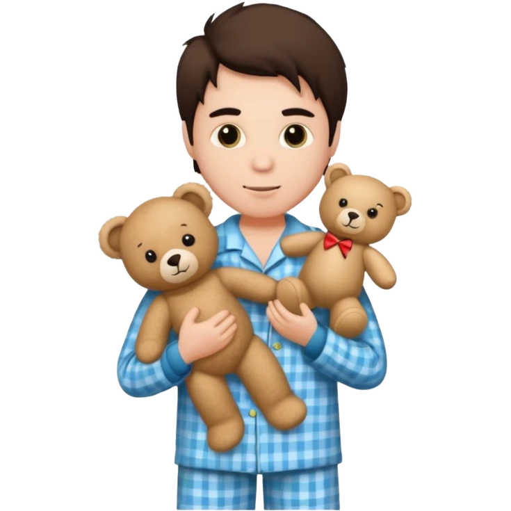 rock & roll fan wearing pajamas and holding a teddy bear emoji