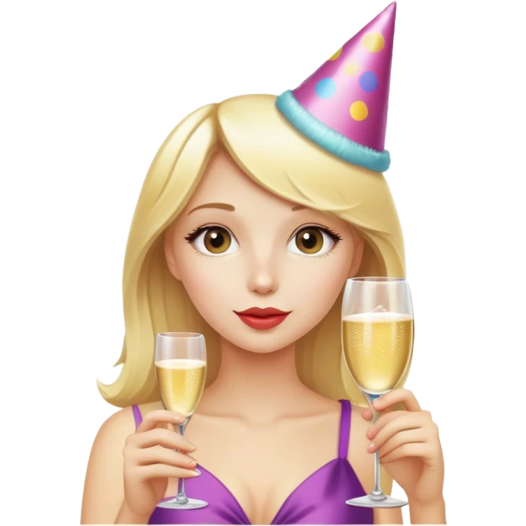 Blonde girl with champagne emoji