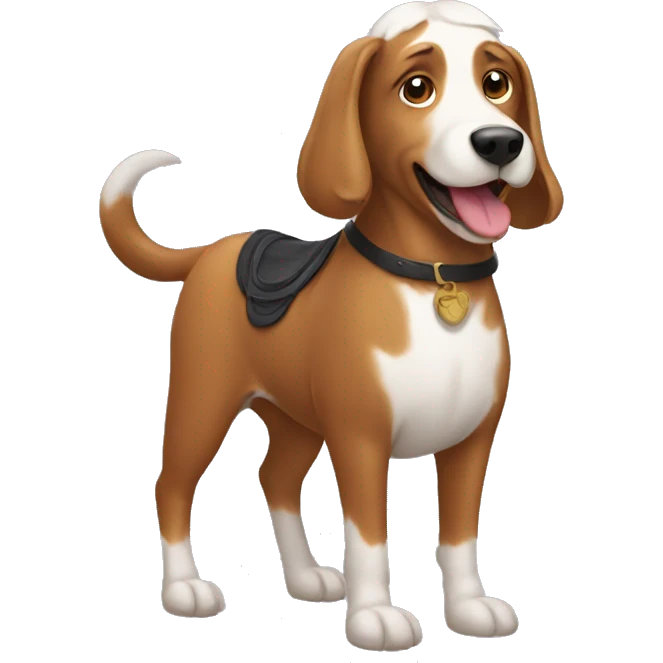 dog wearing a horse emoji