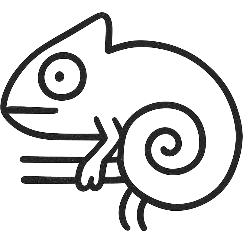 hand-drawn outlined chameleon icon emoji