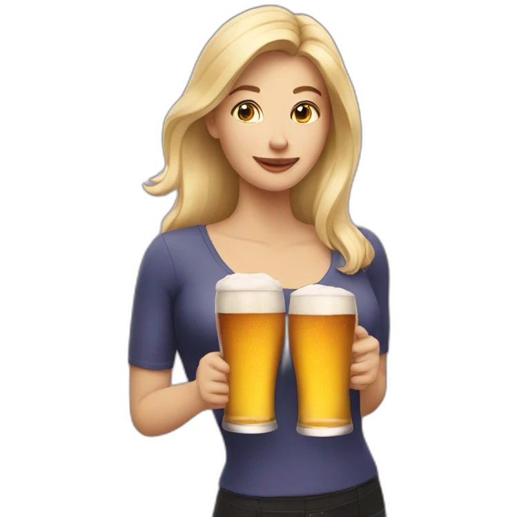 blonde woman holding two beers emoji