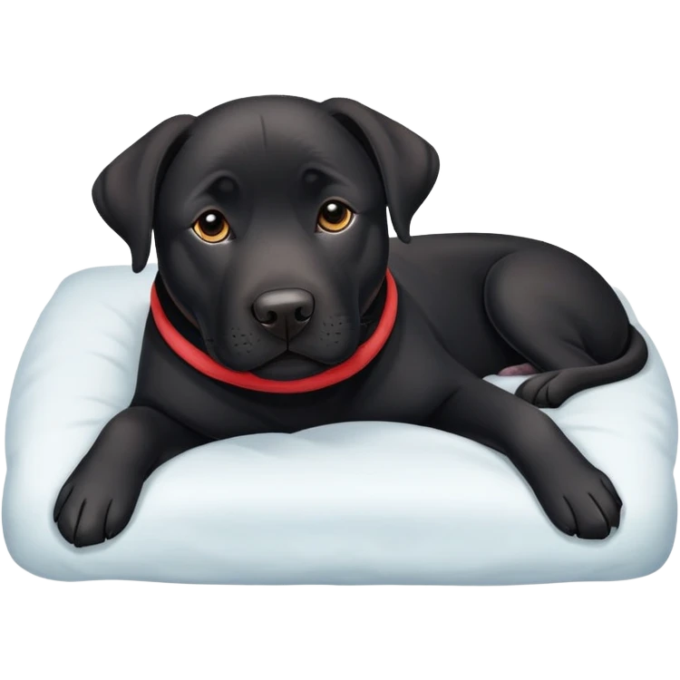 Tugging black lab/amstaff dog into bed emoji