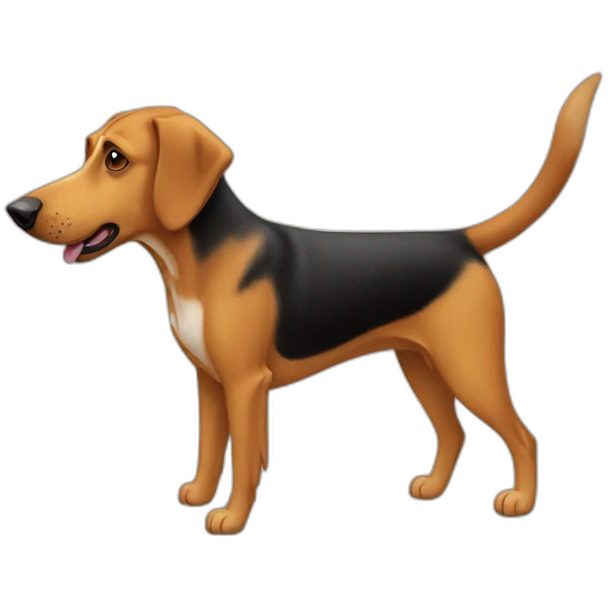 coonhound and German shepherd mix dog walking emoji