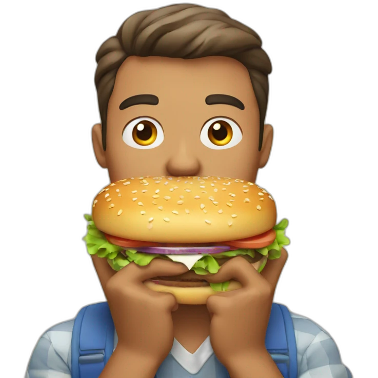 man eating hamburger emoji