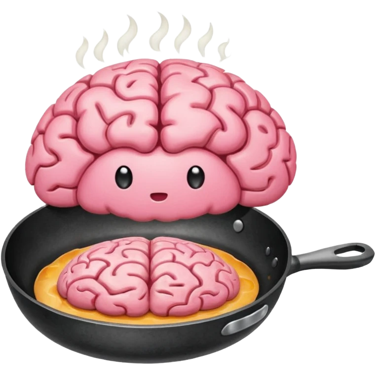Brain in a frying pan emoji
