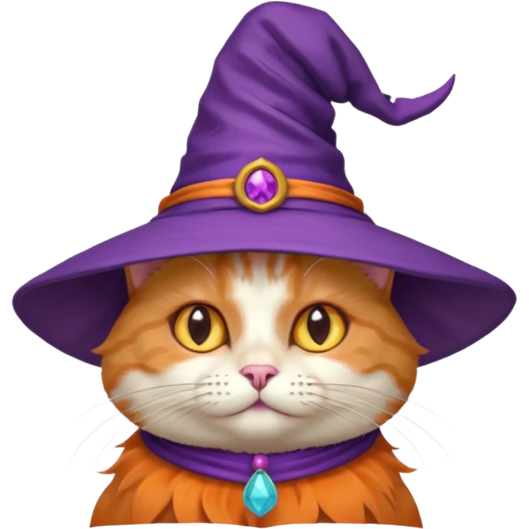 cat wear purple wicth hat emoji