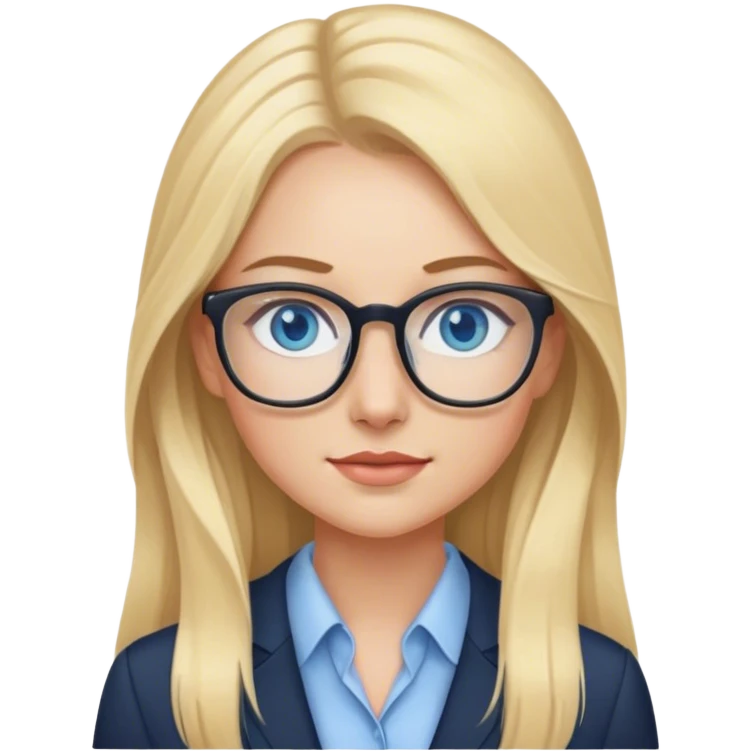 Cinematic realistic blonde with long hair and blue eyes psychologist emoji