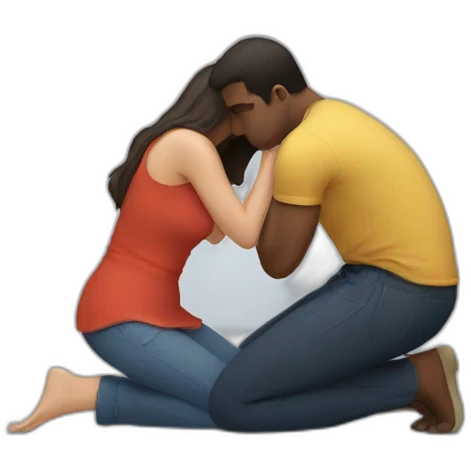 Woman on knees facing man emoji