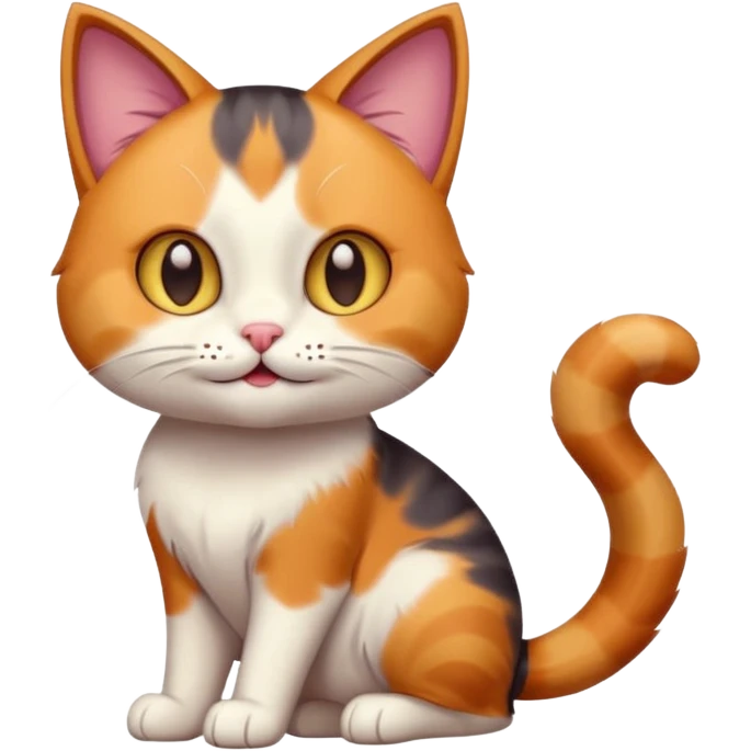 cartoony calico cat, playful pose, discord emoji style emoji
