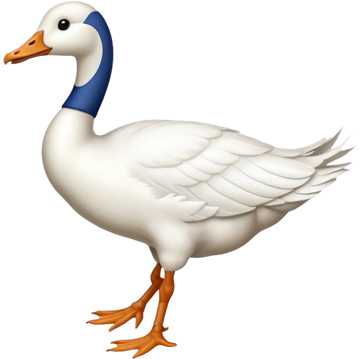 Make me an emoji of a goose that is running towards something. Also make it white. Make it have a very long neck like geese do. emoji