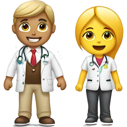 chica nutricionista con chico entrenador emoji