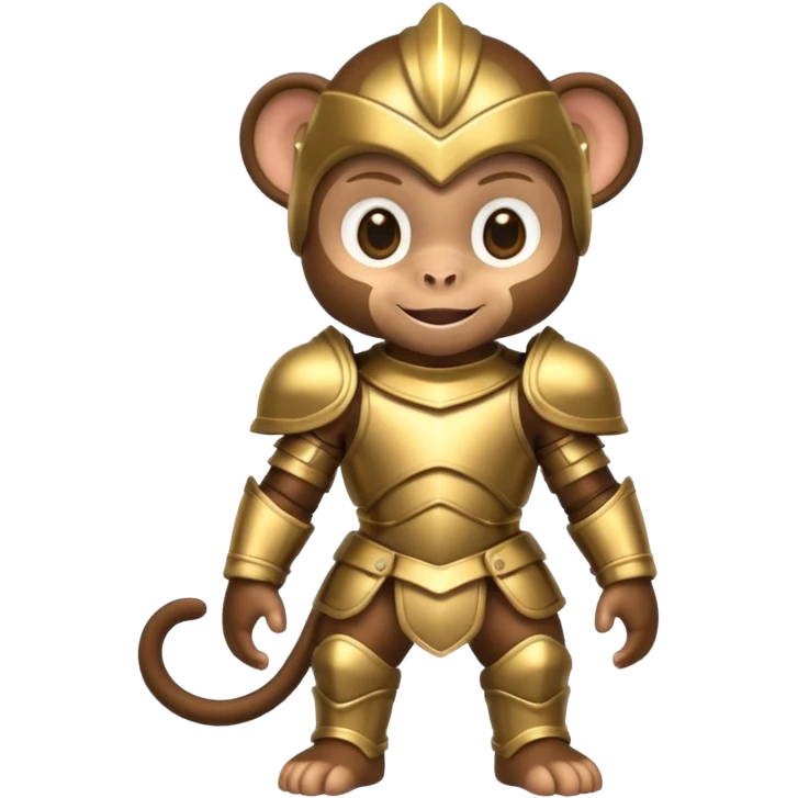 baby monkey in armor, full body, smile emoji