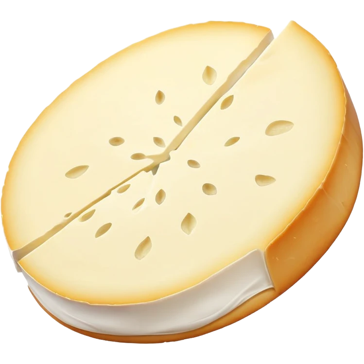 cinematic-realistic-brie-cheese-emoji,-featuring-soft-ripened-cheese-with-a-delicate white rind-rendered-with-lifelike-detail-and-inviting,-natural-lighting emoji