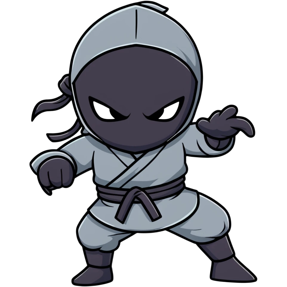 a cute cartoon ninja in action pose emoji