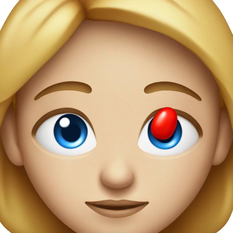 person with blue eyes and red mushroom in head emoji