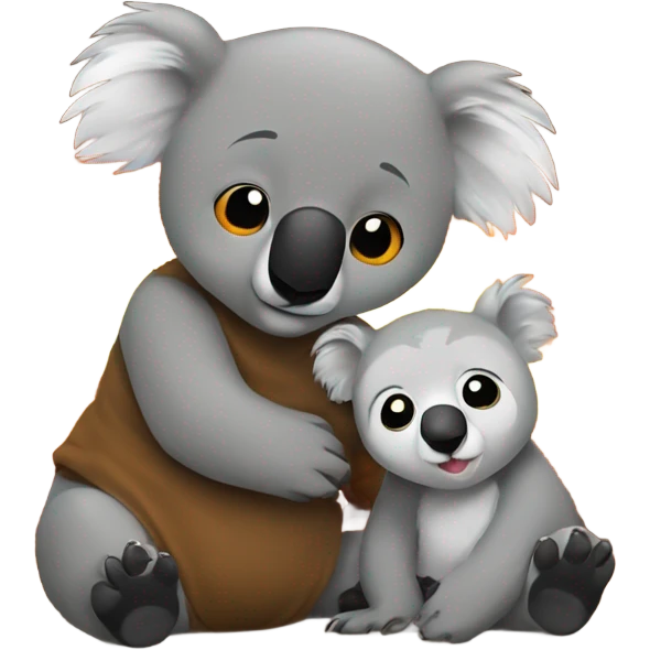 Koala snuggles with brown bear at a fireplace emoji