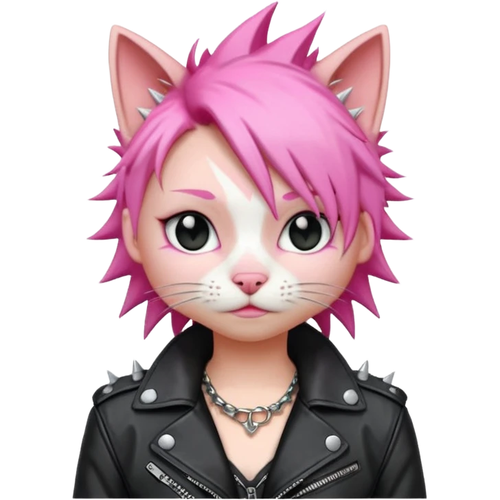 punker cat pink haired body shot emoji
