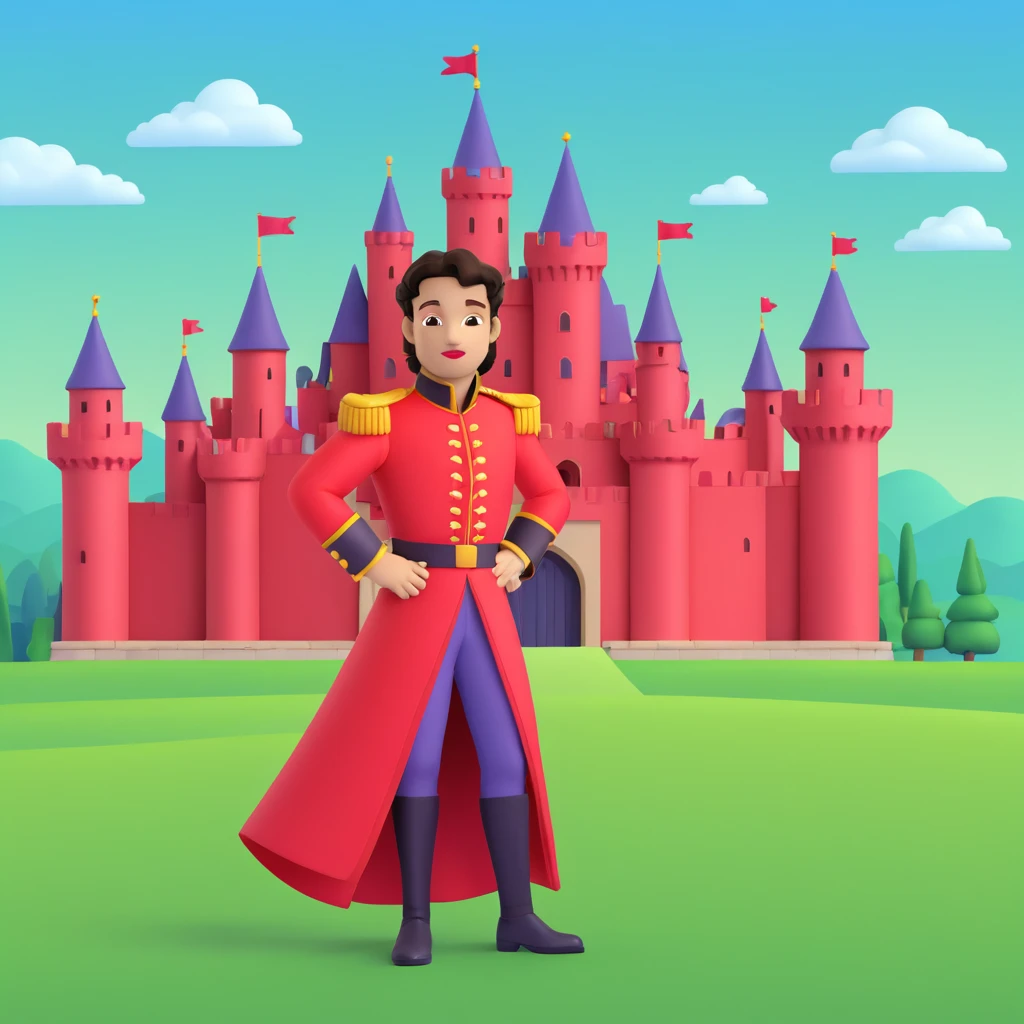 prince in red dress, royal castle background emoji
