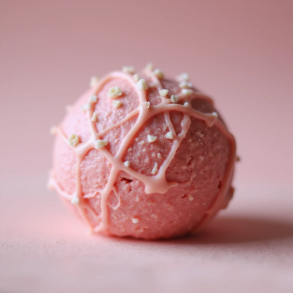 realistic pink chocolate truffle, photorealistic style emoji