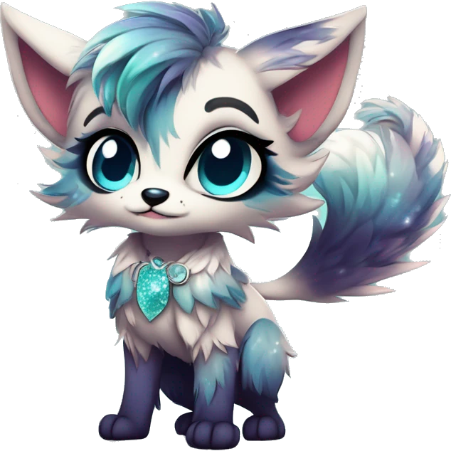 Cool cute Kawaii edgy fantasy animal sparkle fursona Fionbri by griffsnuff & LiLaiRa & Falvie full body emoji