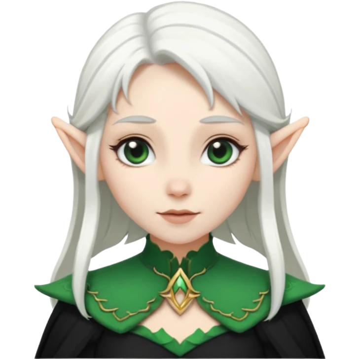 woman elves with white hair black dress  emoji