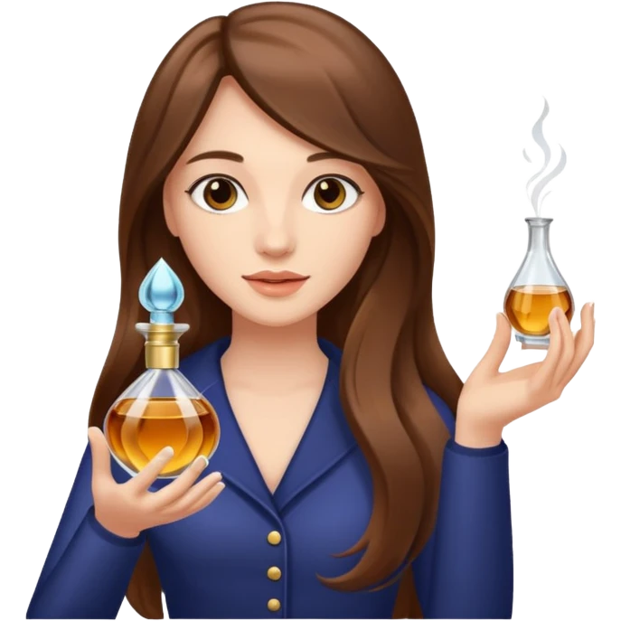 Half body pretty long hair woman holding 1 parfume emoji