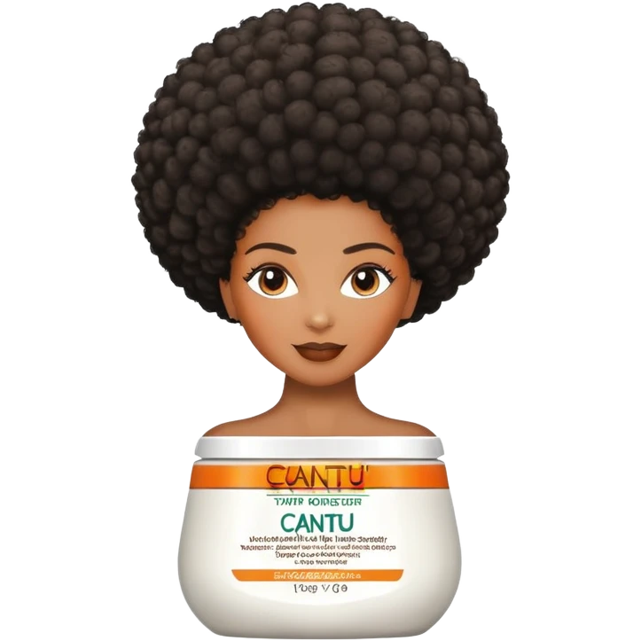 Bottle of Cantu Hair Moisturiser. The label on the bottle should have a picture of a black woman with afro. emoji