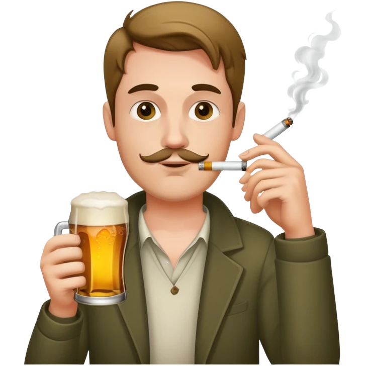 Mann der zigarette raucht und ein bier festhällt emoji