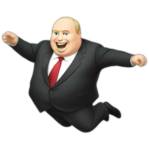 Fat vladimir poutine jumping into a pile of money emoji