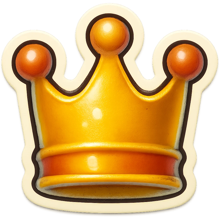 A crown emoji in the style of Apple emoji. emoji