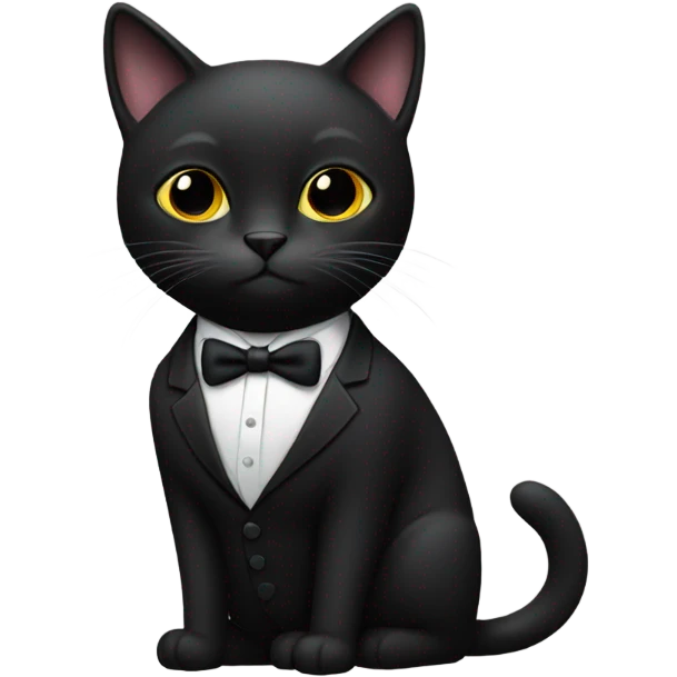black cat in a suit with black tie emoji