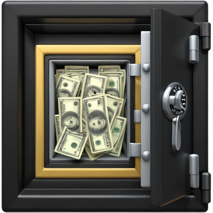 caja fuerte abierta con dinero emoji