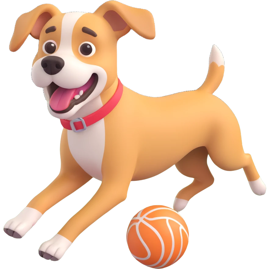 happy dog running after ball emoji