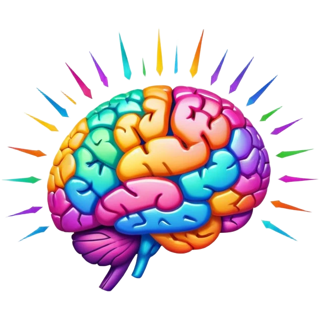 Brain with creativity colored sparkles emoji